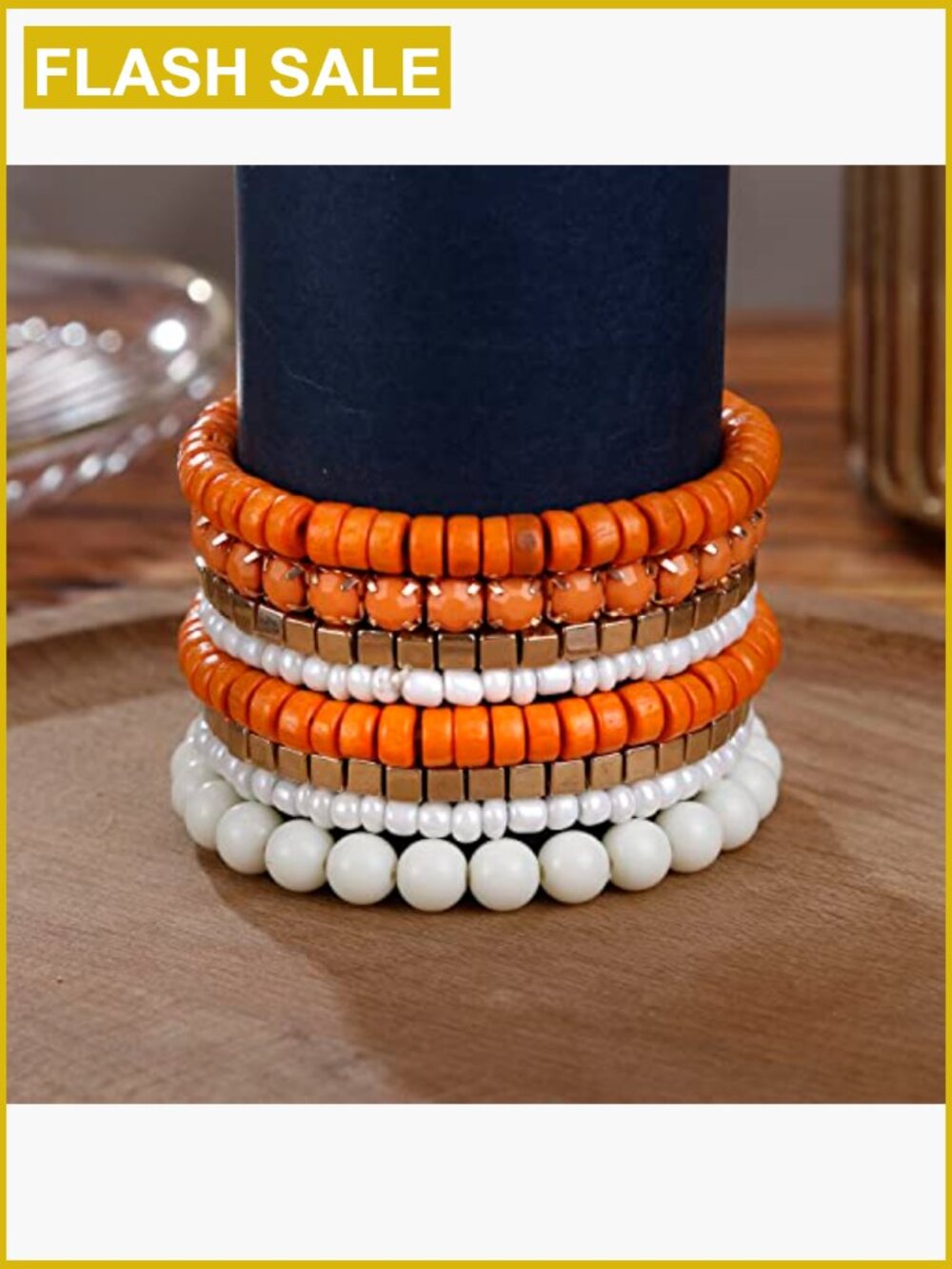 Stretch Stackable Bangle Bracelet Set - Boho Beaded - Picture 4 of 7